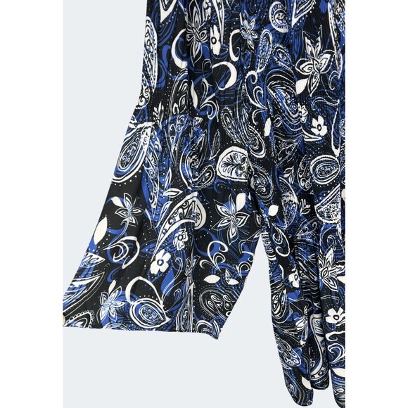 Avenue Plus Blue Paisley Keyhole Neck Blouse 3/4 Sleeve Plus Size 30/32 - Picture 12 of 13